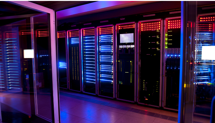 A picture of a data center.