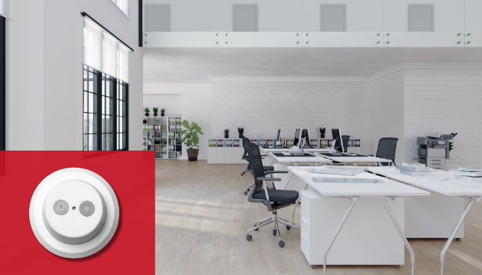 An image of an open plan office where a 360 degree motion sensor could enhance security
